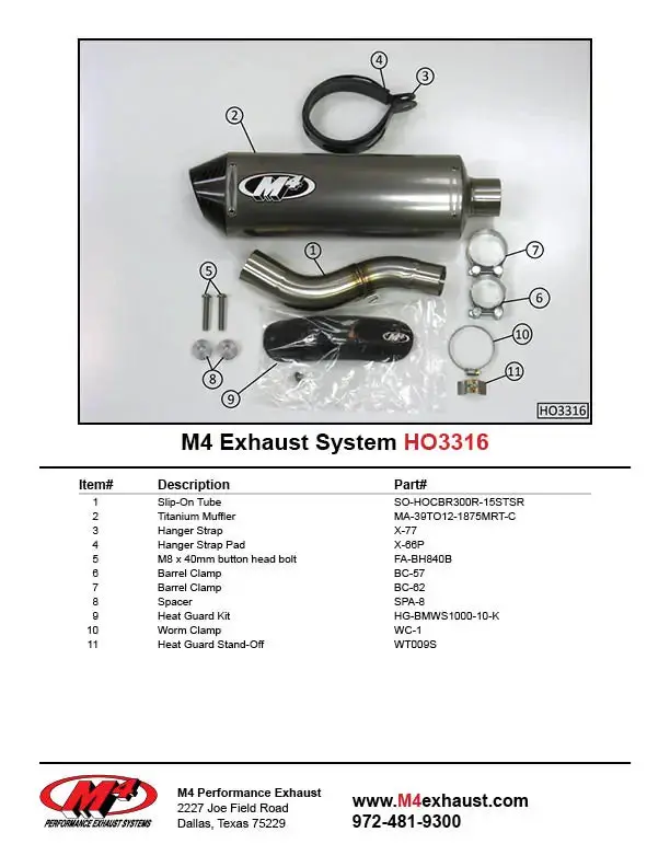 M4 Exhaust Titanium Slip On 2015-2022 Cbr300r / Cb300f Ho3316 2