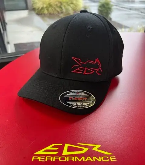 Edr, Performance, Black, Flexfit, Hat, With, Red, Solid, Logo 1