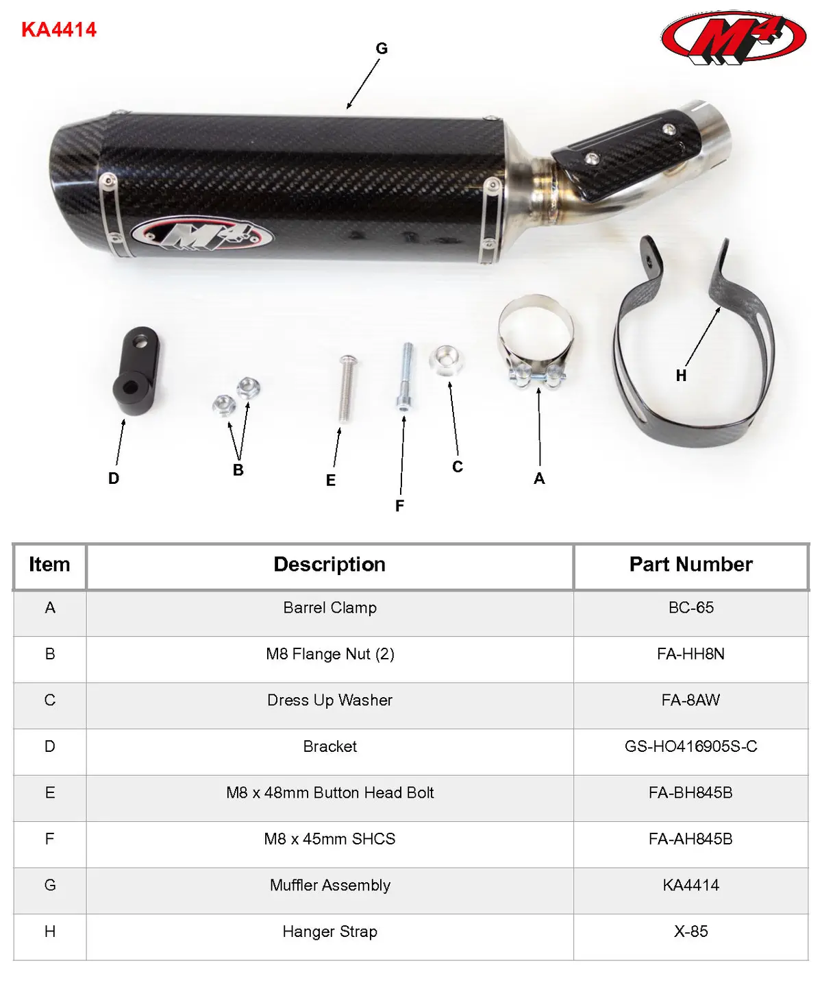 M4 Slip-On With X96 Carbon Fiber Canister And Carbon Fiber Heat Guard 2023- 2025 Kawasaki Zx-4Rr Ka4414 2