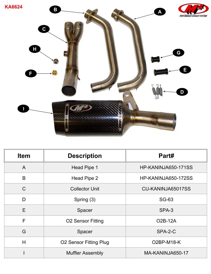 M4 Exhaust Stainless Steel Full System With Carbon Fiber Canister Ninja 650/Z650 2017-2025 Ka6624 2
