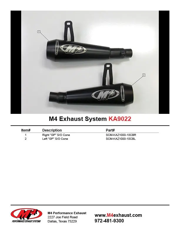 M4 Exhaust Dual Black Gp Slip Ons 2010-2019 Z1000 Ka9022-Gp 2