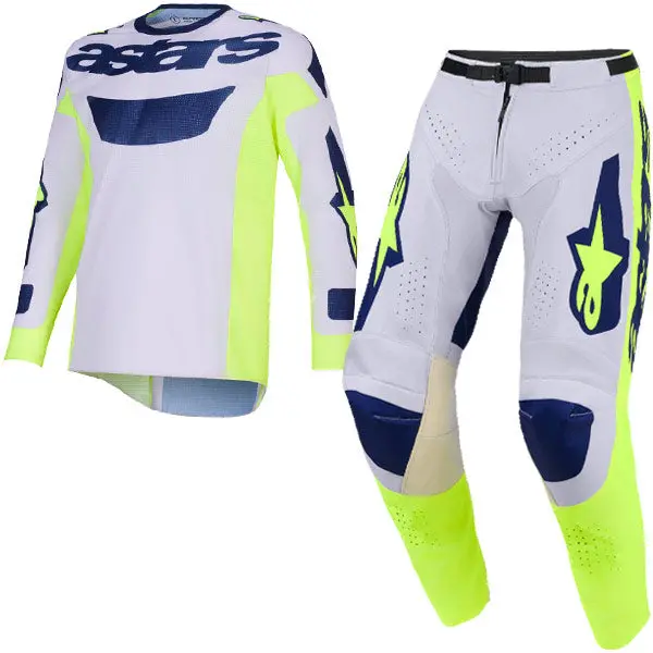 2026 Alpinestars Racer Air Riway Kit Combo - Light Gray Yellow Fluo Blue 1