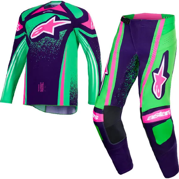 2026 Alpinestars Techstar Nomur Kit Combo - Deep Purple Green Pink Fluo 1