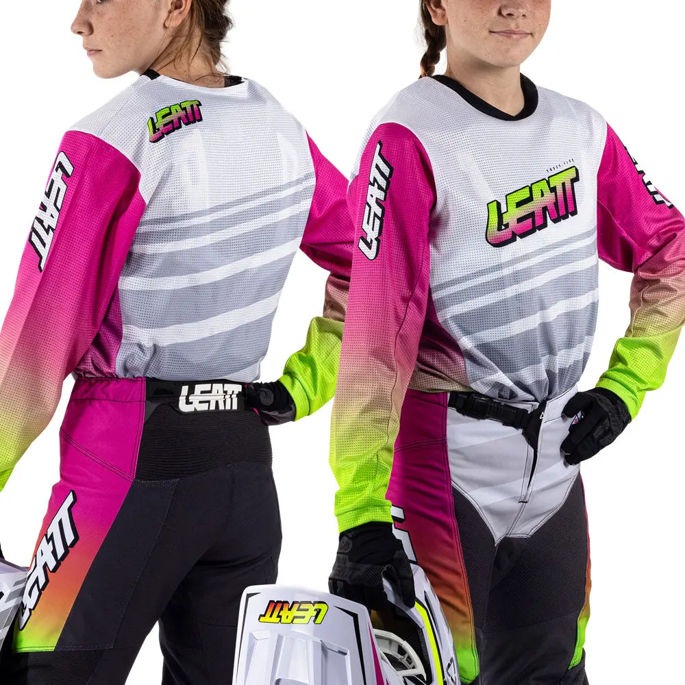 2026 Leatt 3.5 Kids Mini Pant And Jersey Kit Combo Retro Pink 2