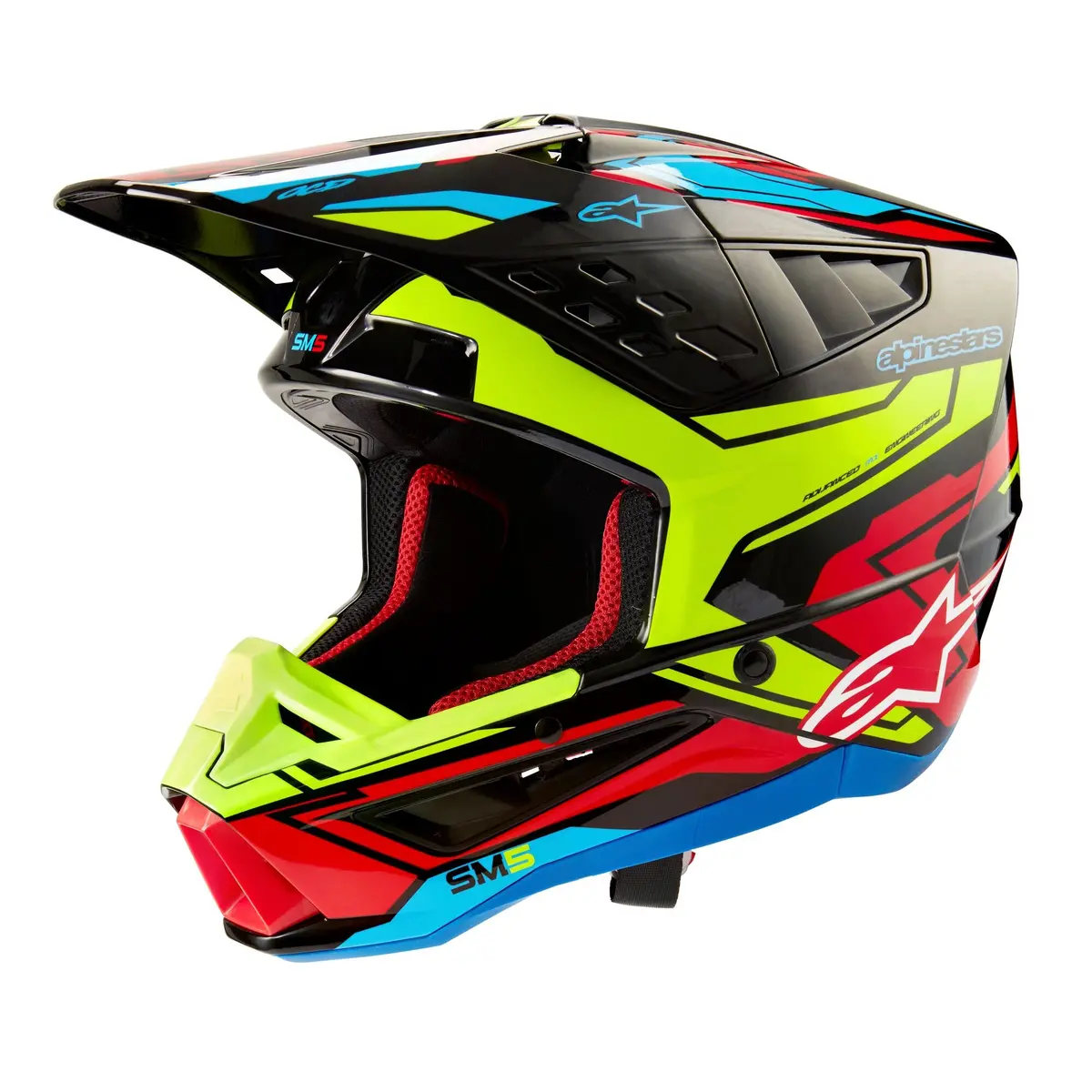 Alpinestars Helmet Sm5 Action Black Yellow Fluo Bright Red Glossy 1
