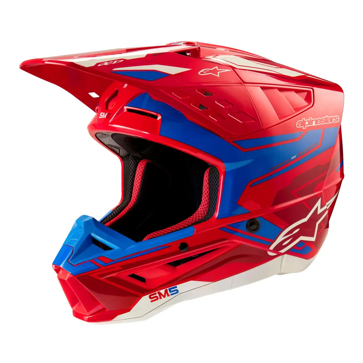 Alpinestars Helmet Sm5 Action Bright Red Blue Glossy 1