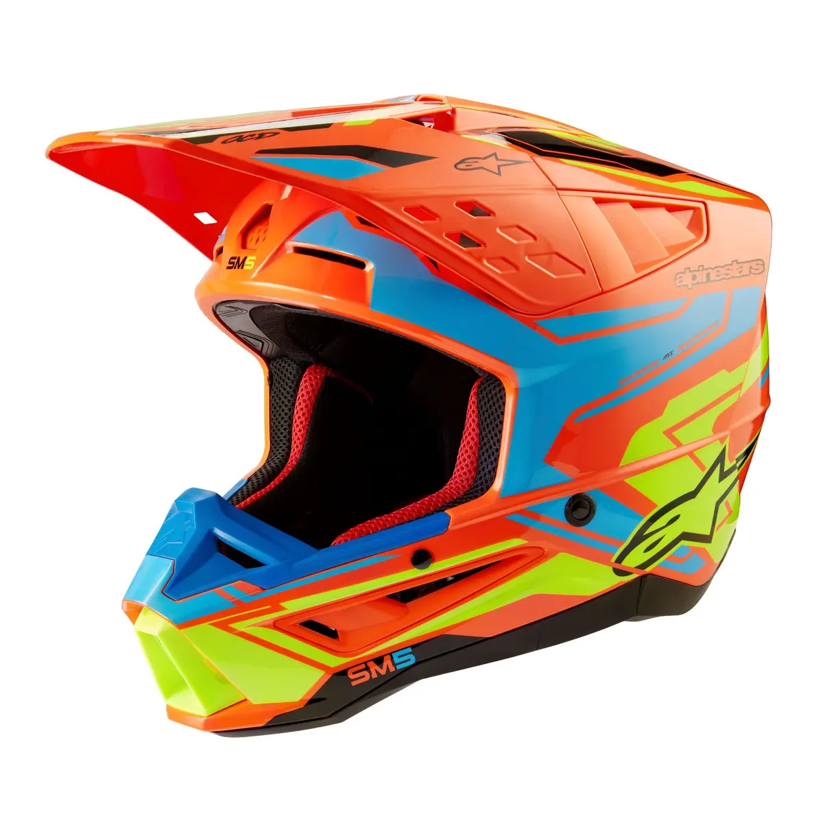 Alpinestars Helmet Sm5 Action Orange Fluo Cyan Yellow Fluo Glossy 1