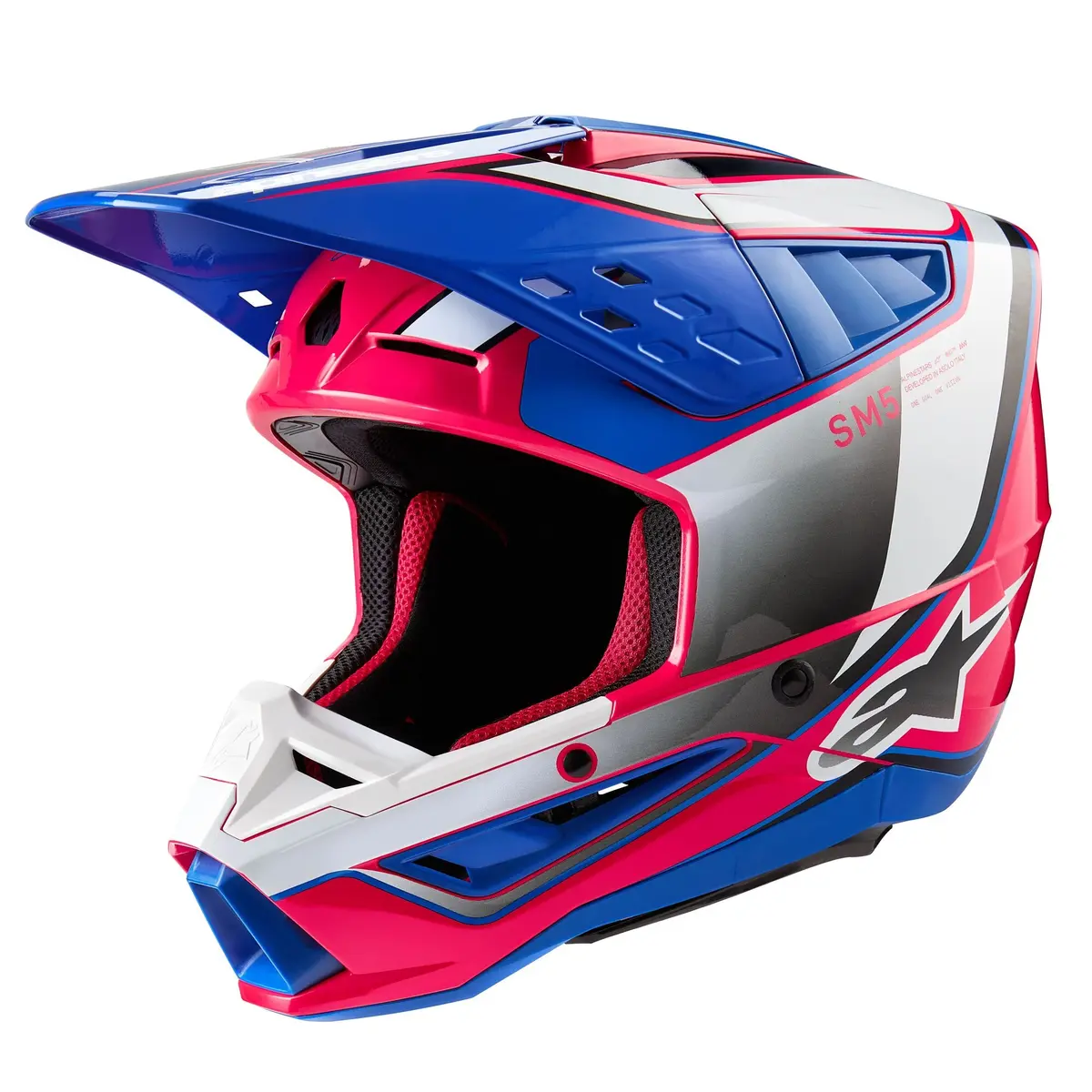Alpinestars Helmet Sm5 Sail White Diva Pink Enamel Blue Glossy 1