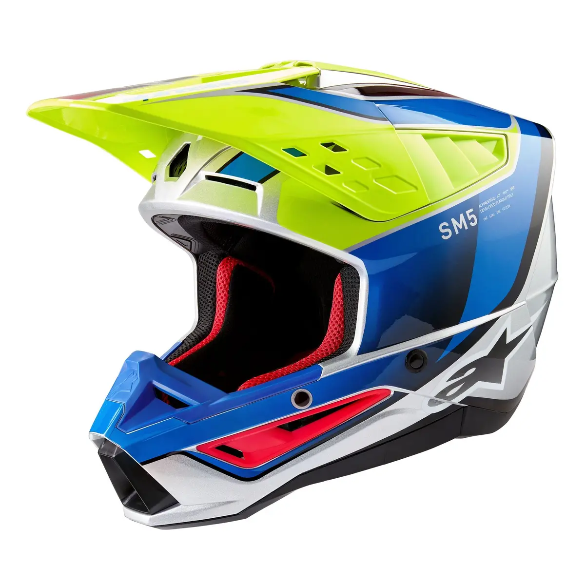 Alpinestars Helmet Sm5 Sail Yellow Fluo Enamel Blue Silver Glossy 1