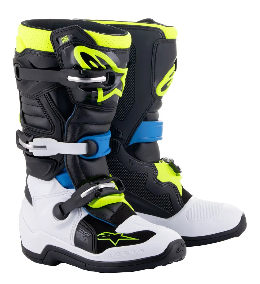 Alpinestars Tech 7S Youth Boots Black Enamel Blue Yellow Fluo 1