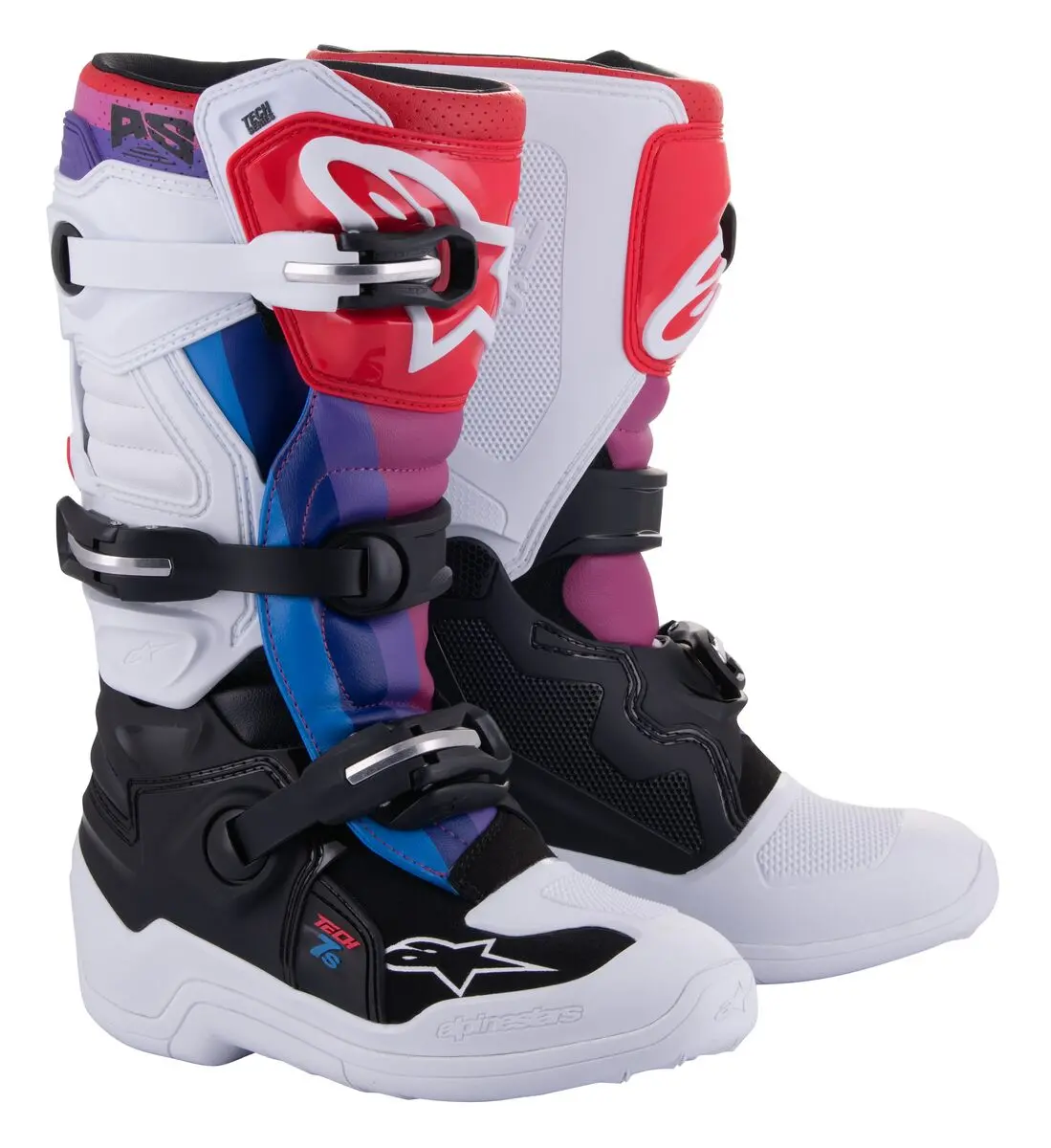 Alpinestars Tech 7S Youth Boots White Black Rainbow 1
