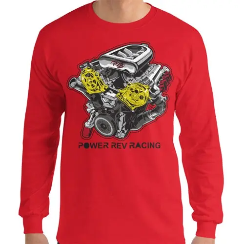 J Series Engine Design Long Sleeve T-Shirt Red 1