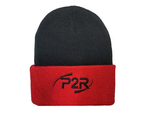 P2r Red & Black Premium Knit Beanie 1