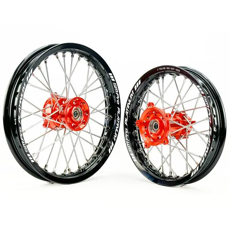 Sm Pro Platinum Wheel Set - Ktm - Orange Hub Black Rim 1