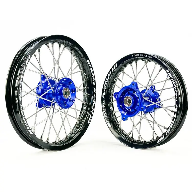 Sm Pro Platinum Wheel Set - Yamaha - Blue Hub Black Rim 1