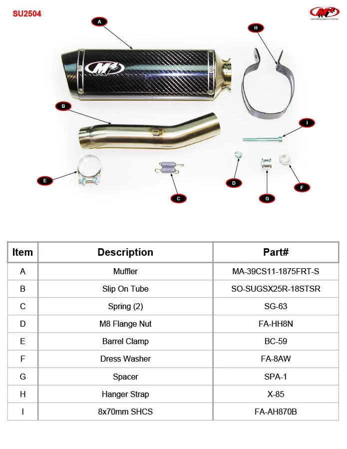 M4 Exhaust X-96 Carbon Fiber Slip On 2018-2021 Gsx-S 250R Su2504 2