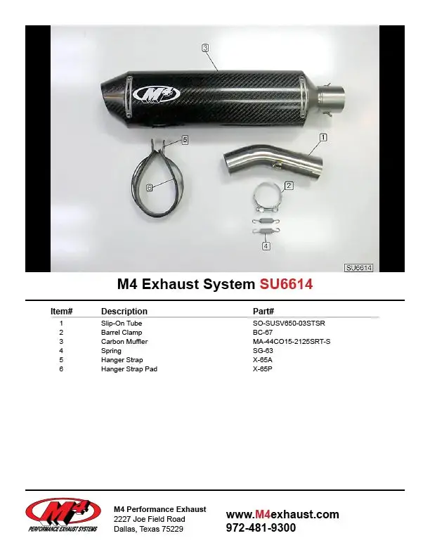M4 Exhaust Carbon Slip On 2004-2010 Sv 650 Su6614 2
