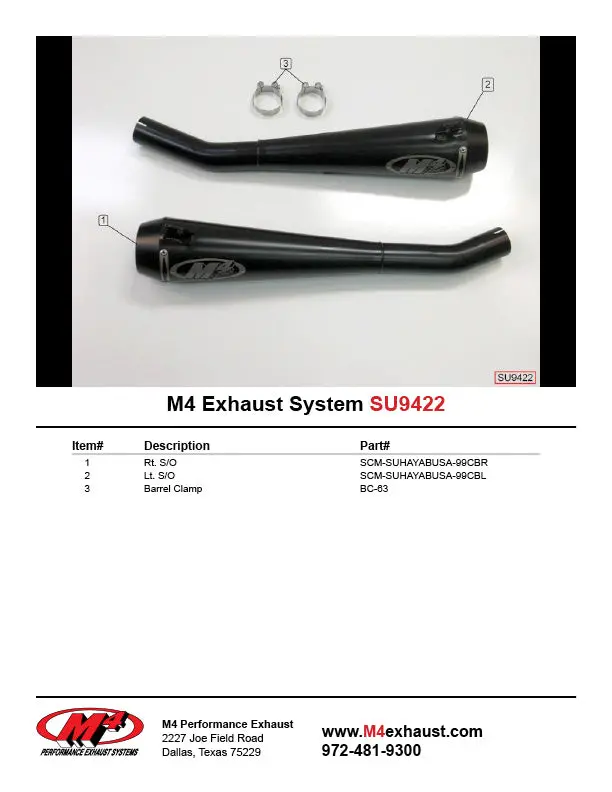 M4 Exhaust Dual Black Retro-Drag Slip Ons 1999-2007 Hayabusa Su9422 1
