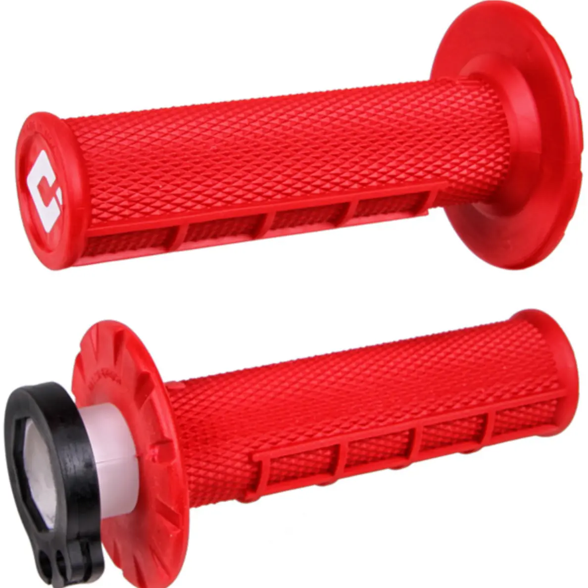 Odi Half Waffle Lock On Motocross Enduro Grips - Red 1