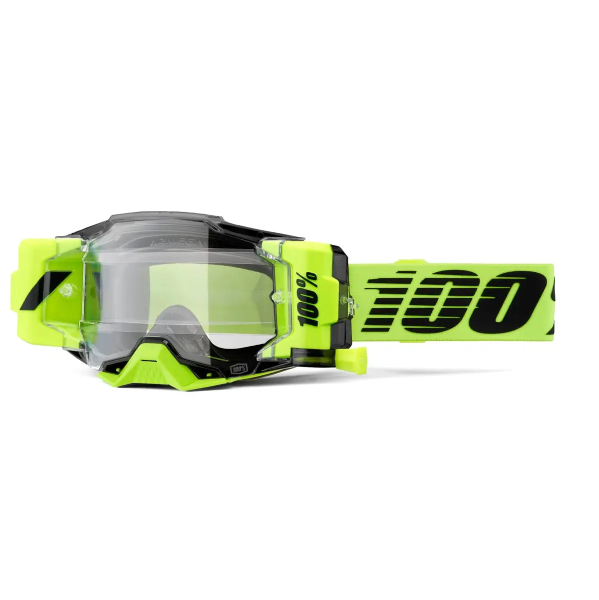 100% Armega Forecast Roll Off Goggle Neon Yellow - Clear Lens 1
