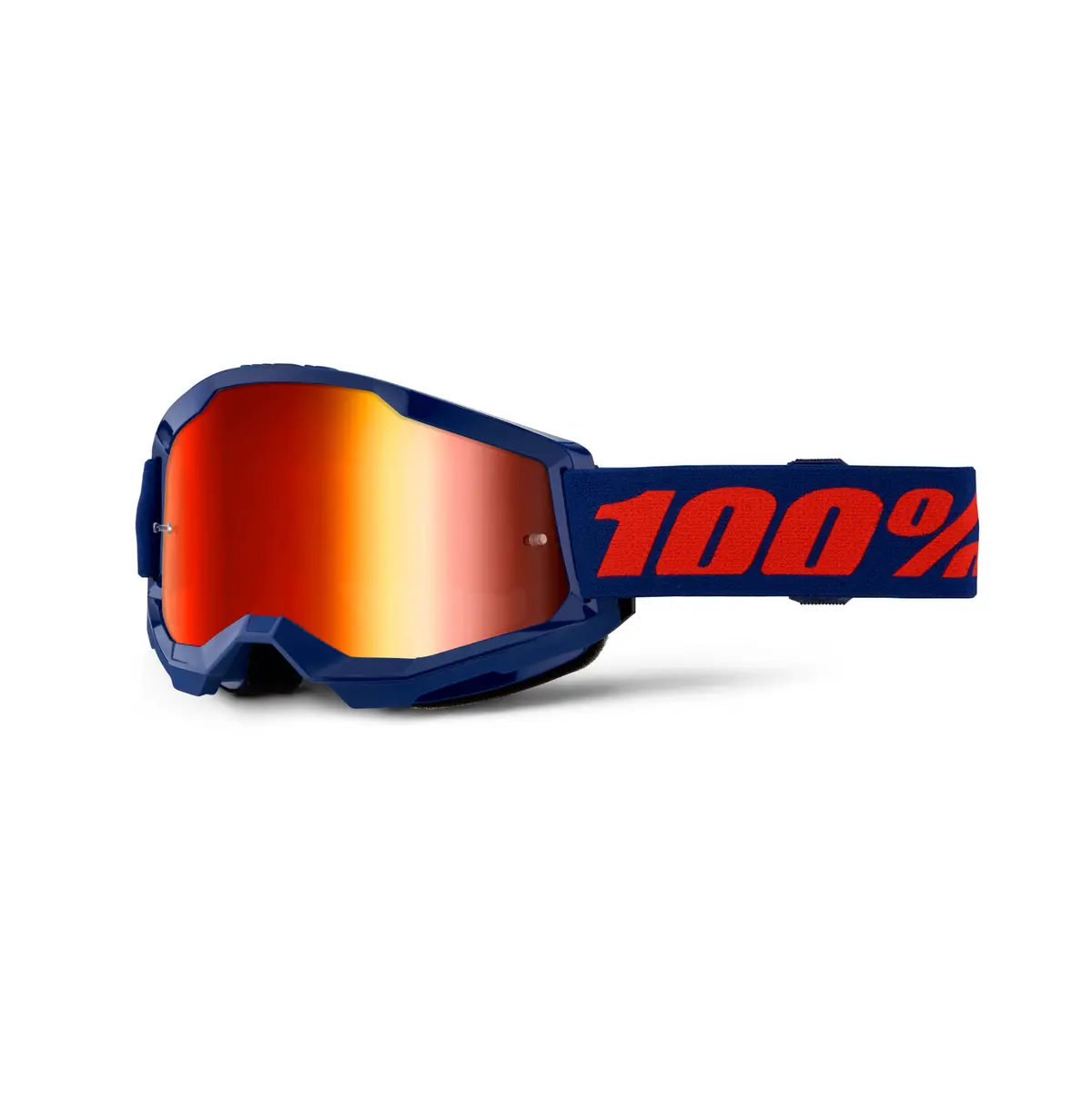 100% Strata 2 Goggle Navy - Red Mirror Lens 1