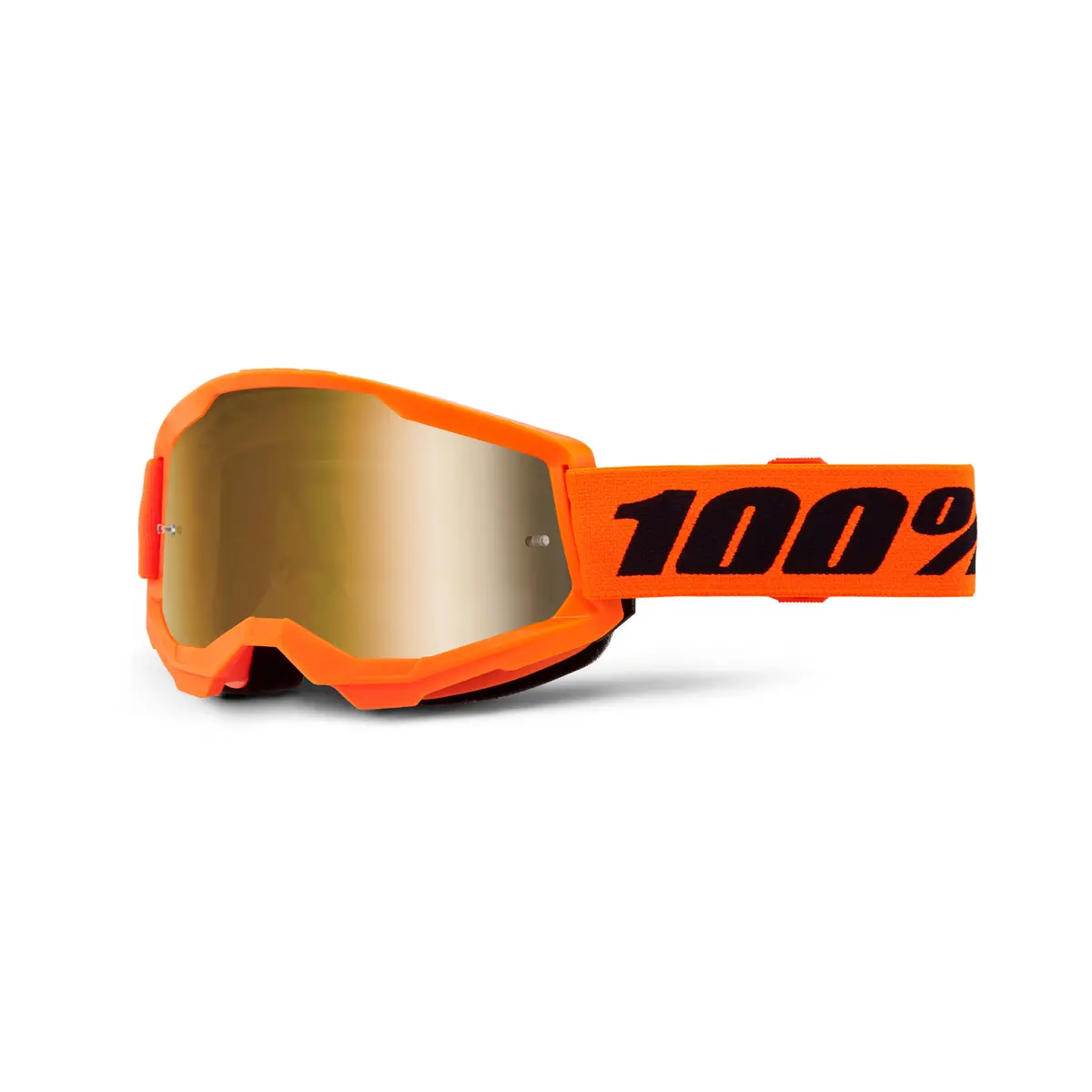 100% Strata 2 Goggle Neon Orange - Gold Mirror Lens 1