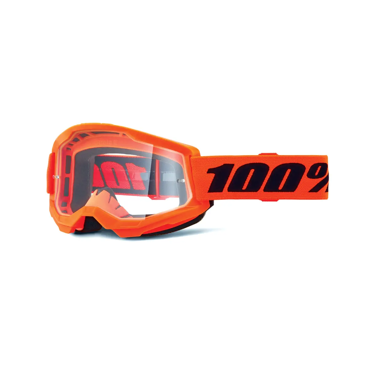 100% Strata 2 Goggle Neon Orange - Clear Lens 1