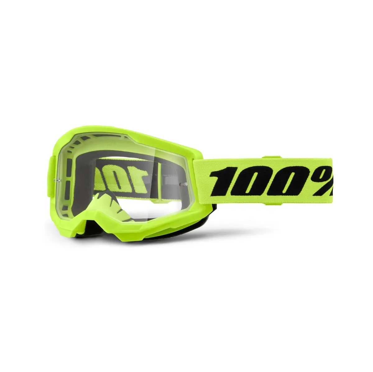 100% Strata 2 Goggle Neon Yellow - Clear Lens 1