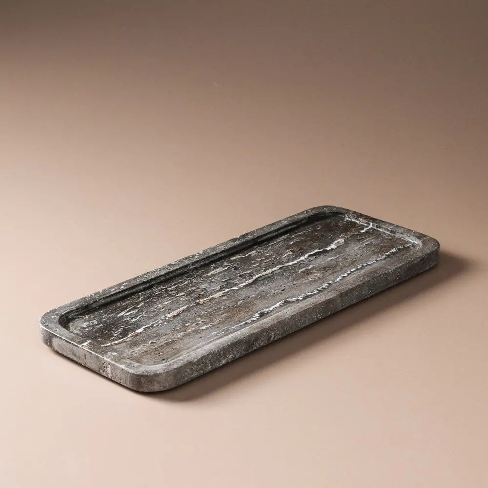 Arya Tray Grey Travertine Large 1