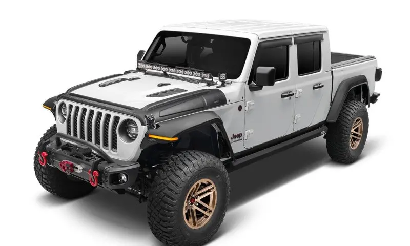 Bushwacker 18-22 Jeep Wrangler 2/4Dr / 20-22 Jeep Gladiator Trail Armor Hood Armor (3Pc) - Tex. Blk 1