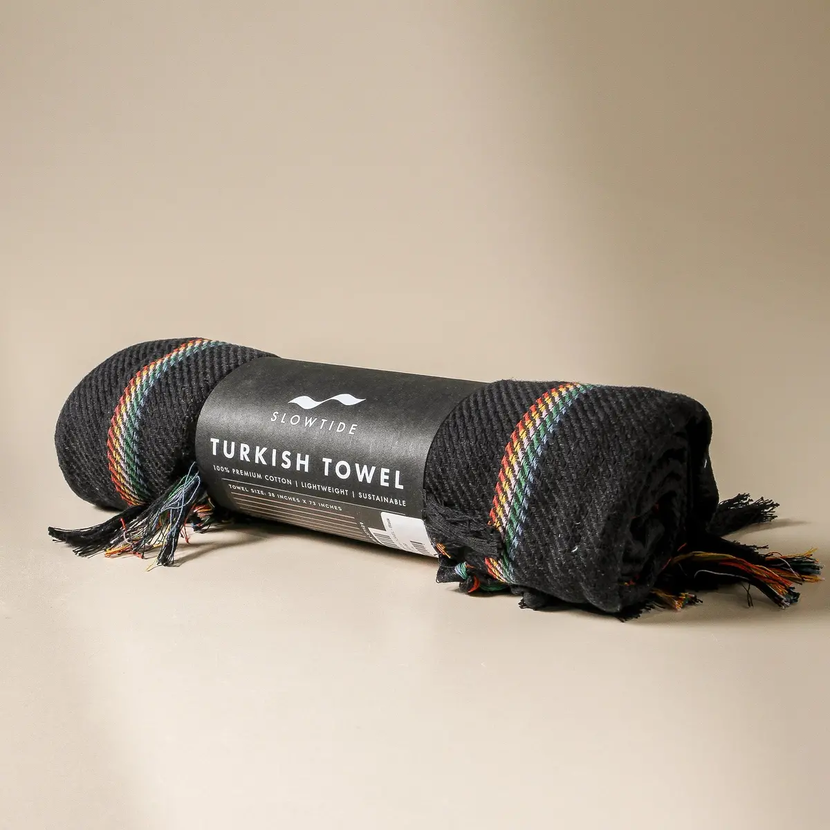Baja Stripe Turkish Towel - Black 1