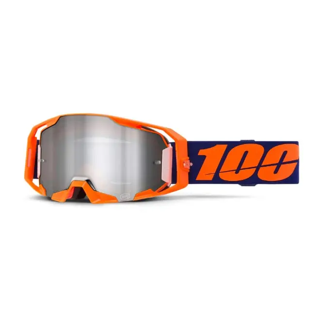 100% Armatic Goggles Neon Orange - Mirror Silver Flash Lens 1