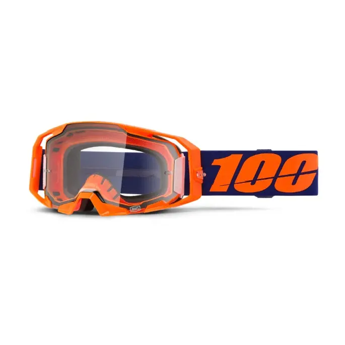 100% Armatic Goggles Neon Orange - Clear Lens 1