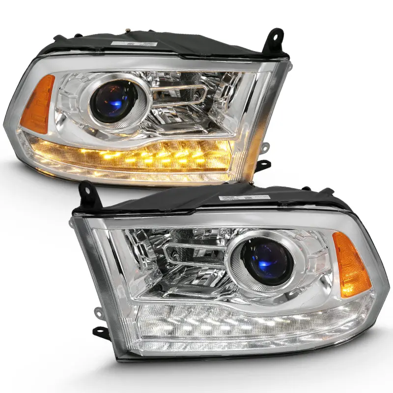 Anzo 2009-2018 Dodge Ram 1500 Projector Plank Style Switchback H.L Halo Chrome Amber (Oe Style) 1