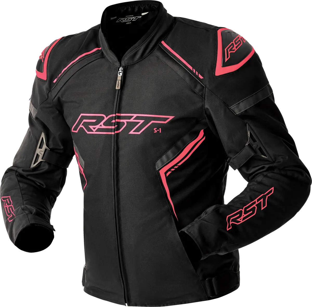 Rst Womens S1 D3o Textile Jacket Blk/Flo Pink 3Xl 103629Pnk-20 1