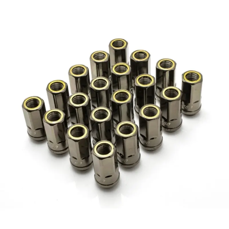 Wheel Mate Muteki Hr50 Open End Lug Nuts - Titanium Chrome W/ Yellow Ring 14X1.50 1