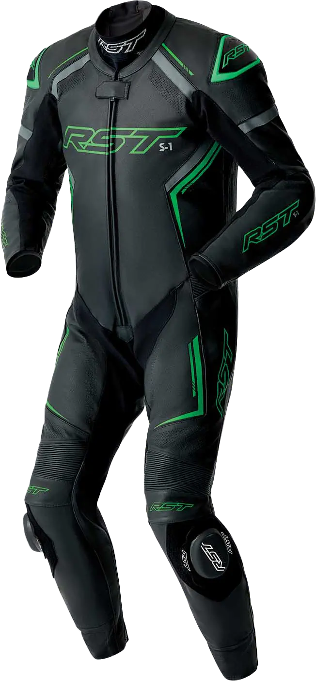 Rst S1 D3o Suit Blk/Gry/Flo Grn Leather Lg 103604F.Grn-44 1