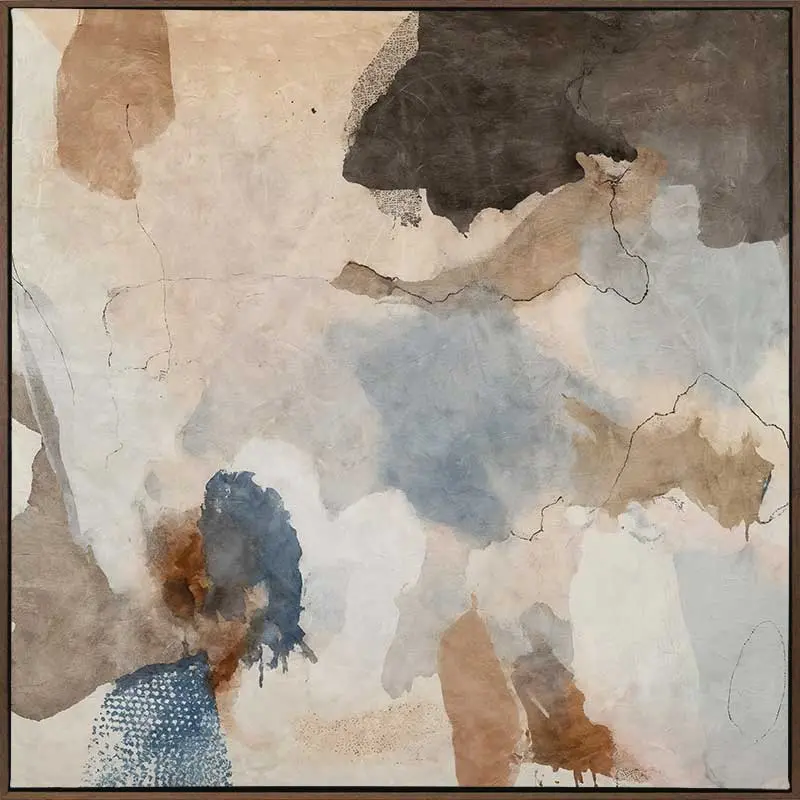 Desert Rain 1 - Walnut Framed Canvas 90X90cm 1