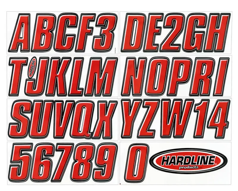 Hardline Boat Lettering Registration Kit 3 In. - 800 Red/Black 1