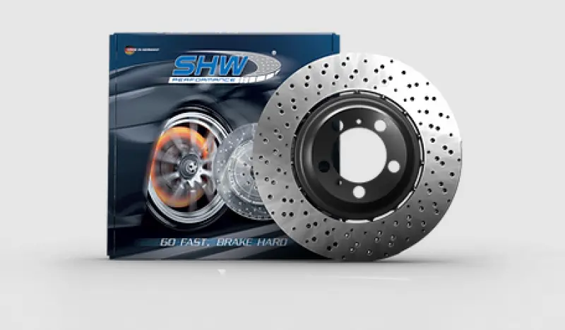 Shw 15-18 Bmw M3 3.0L Left Rear Cross-Drilled Lightweight Brake Rotor (34212284811) 1