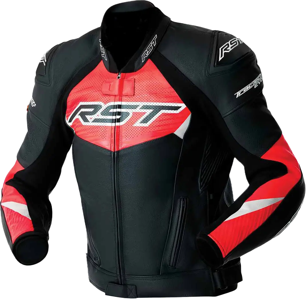 Rst Tractech Evo D3o Jacket Blk/Flo Red Leather 3X 103635F.Red-50 1