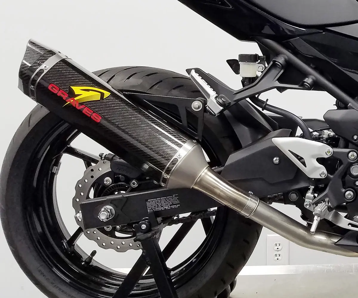 Kawasaki Ninja Ex400 Cat Back Slip-On Exhaust Carbon 1