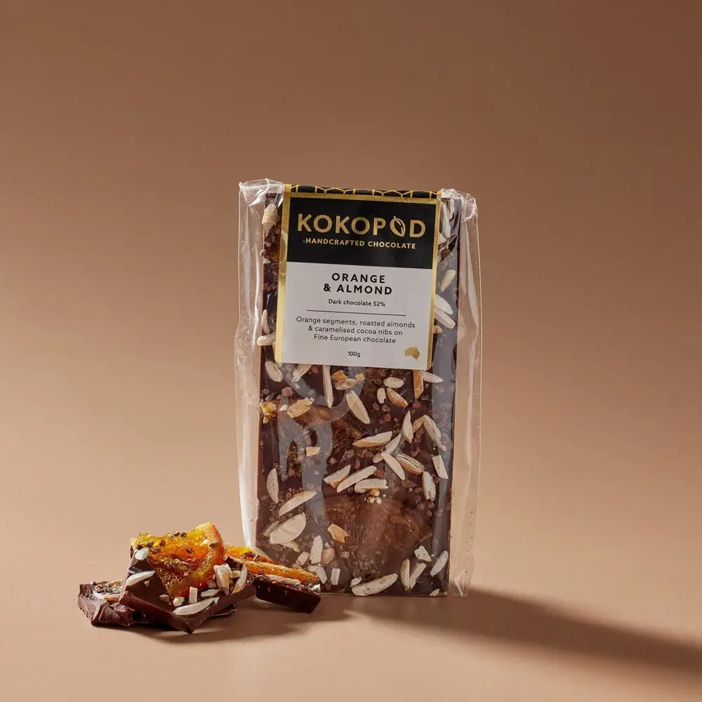Kokopod Chocolate Block - Orange & Almond 100G 1