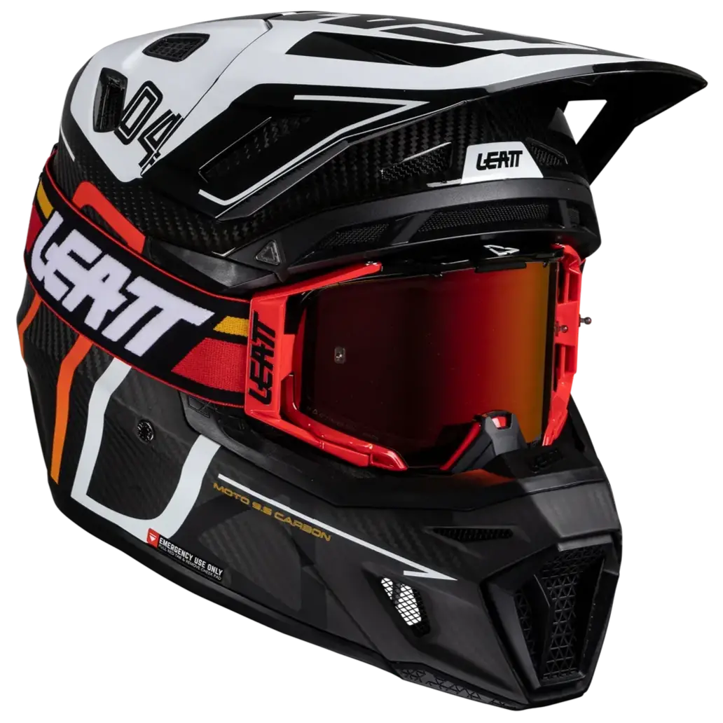 2025 Leatt 9.5 V25 Carbon White Helmet With 6.5 Iriz Goggles 1