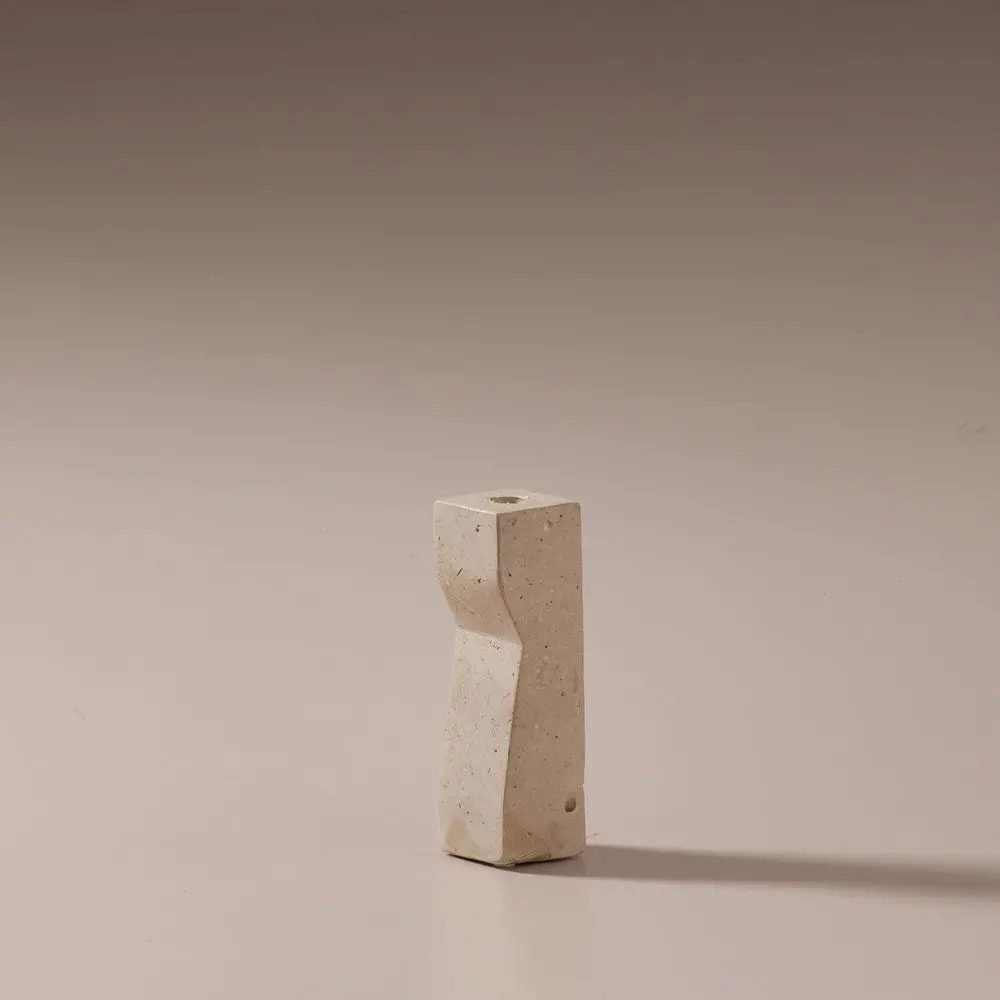 Pilos Taper Candlestand Travertine Short 1