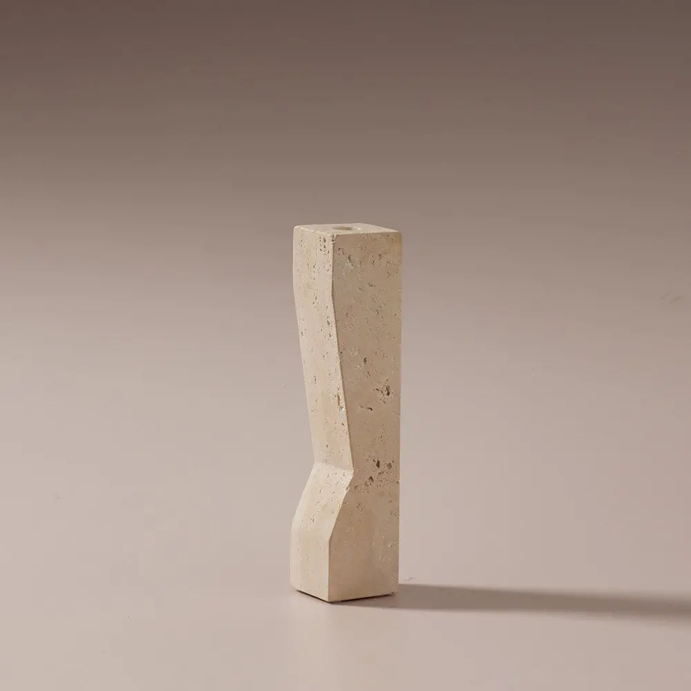 Pilos Taper Candlestand Travertine Tall 1