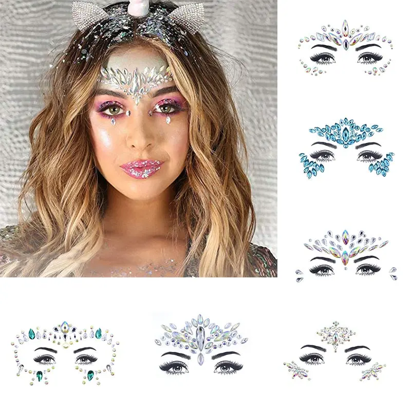Face Jewels Sticker Make Up Adhesive Temporary Tattoo  Body Art Gems Rhinestone Stickers For  Festival Party 1