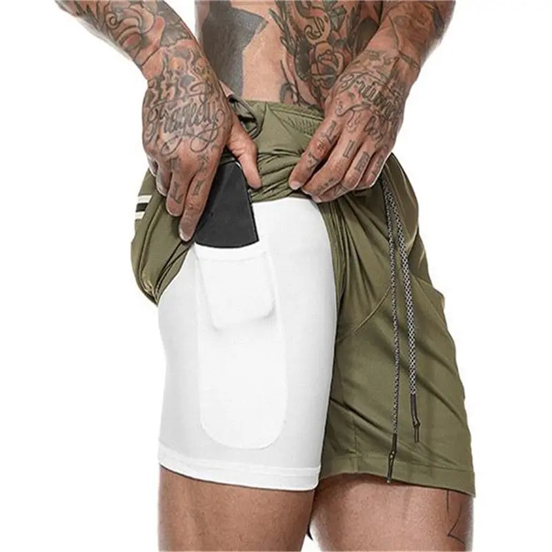Summer Running Shorts Men 2 In 1 Sports Jogging Fitness Shorts Training Quick Dry Mens Gym Men Shorts Sport Gym Short Pants 1