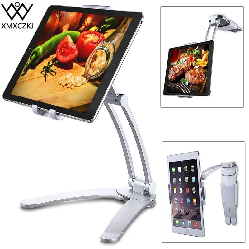 Xmxczkj Kitchen Tablet Stand Wall Desk Tablet Mount Stand Fit For 5-10.5 Inch Width Tablet  Metal Bracket Smartphones Holders 1