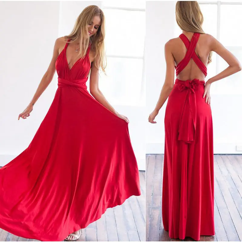 Multiway Wear Women Maxi Dress Sexy Bandage Off Shoulder Long Dress Bridesmaids Convertible Dress Fs0210 1